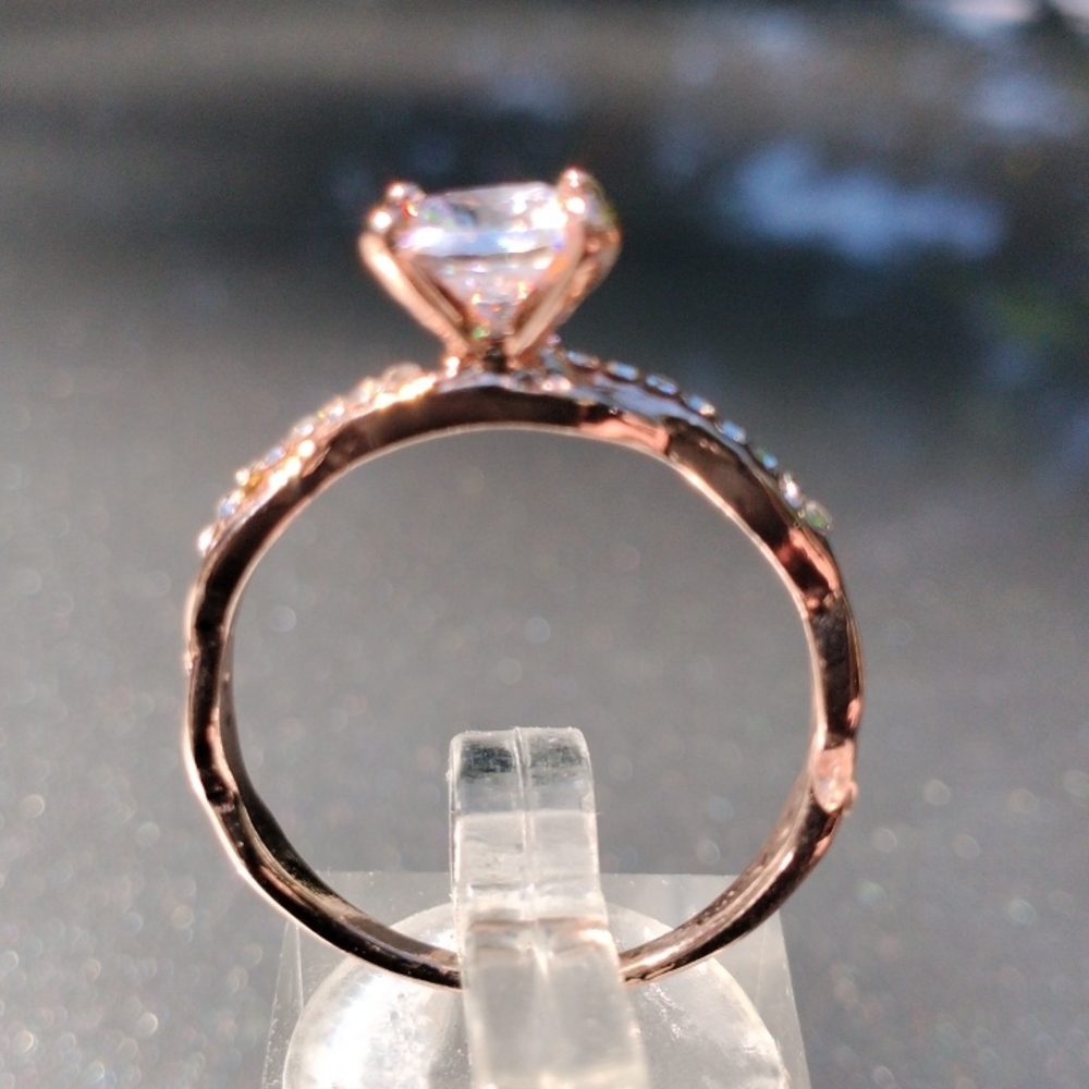 Rose Gold Plated Engagement Ring Gem